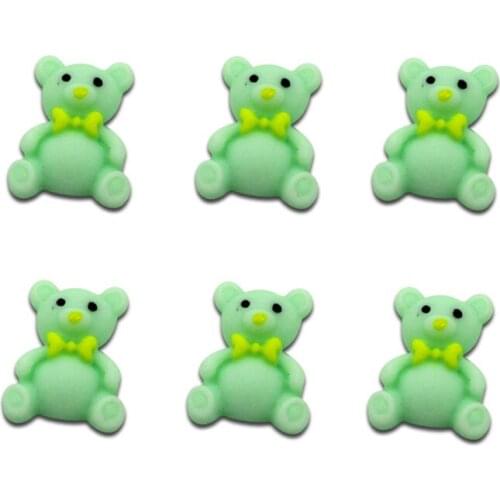 30Pcs Lovely Light Green Animal Bear Resin Decoration Crafts Beads Flatback Cabochon Scrapbook DIY Embellishments Accessories