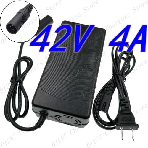 36V Charger 42V 4A electric bike lithium battery charger for 36V lithium battery pack with 3-Pin XLR Socket/connector