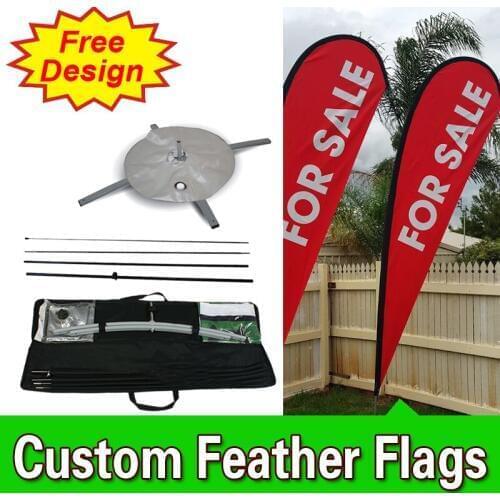 Free Design Free Shipping Double Sided Cross Base Teardrop Flag Signs Advertising Promotional Feather Banners Vertical Flag