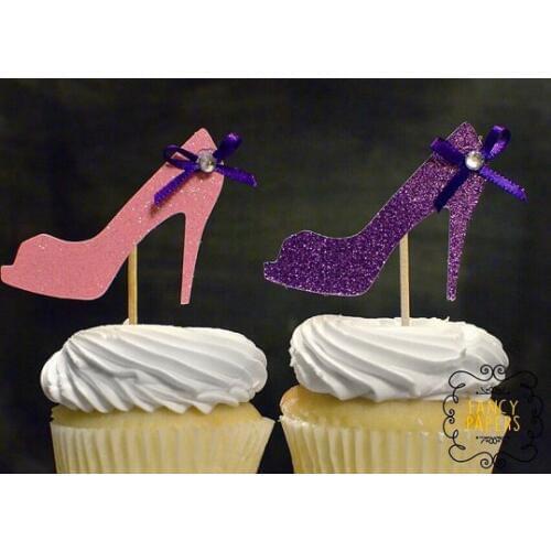 Glitter Shoes cupcake toppers Bridal Showers, Sweet 16, Wedding, Theme Birthdays decorations wedding toothpicks