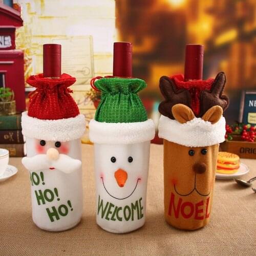 Cartoon Santa Claus Snowman Reindeer Wine Bottle Covers Christmas Bottle Cover Wine Gift Bag Holder Christmas Decor