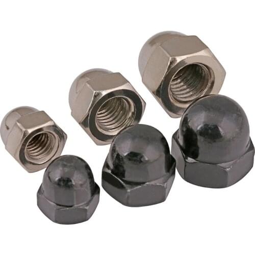 Black one-body cap nut half round hexagonal cap nut cover-shaped decorative nut ball nut M3-M12 10Pcs