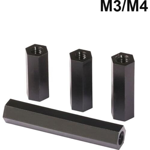 Black Nylon/Plastic Spacing Screws Hex Standoff Spacer Column Flat Head Double Pass M3 M4