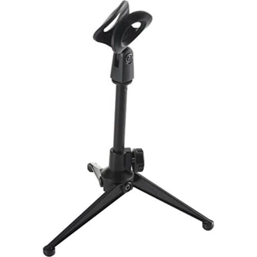 Microphone Holder Foldable Desktop Microphone Tripod Stand Height Adjustable Karaoke Holder with Mic Clip