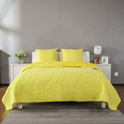 Quality Bedspread on the Bed Quilt Set 3PCS China Grass Solid Embroidered Cotton Bed Covers Shams Blanket Queen Size Coverlets