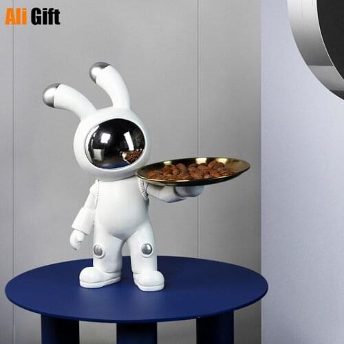 Space Rabbit Home Decor Accessories Tray Decorative Ornaments Living Room Decoration Statues And Sculptures Key Storage