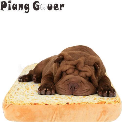 Toast Dog Cat Bed Mats Yellow Sofa Bread Sleeping House Mat Protect The Spine Pet Beds