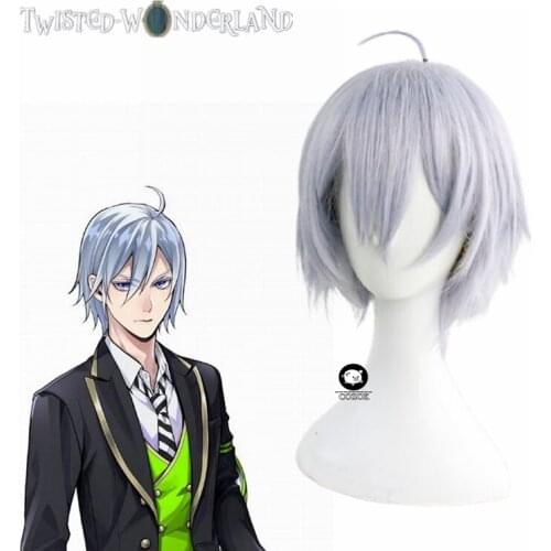Twisted Wonderland Silver Gray Short Cosplay Heat Resistant Synthetic Hair Carnival Halloween Party + Free Wig Cap