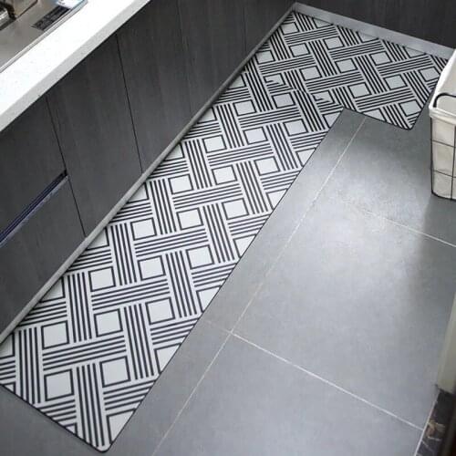 PVC Kitchen Mat Long Anti Slip Leather Oil Proof Waterproof Carpet for Kitchen Mat Modern Bathroom Rugs Anti Fatigue Floor Mat