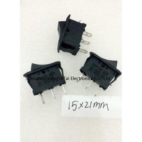 Rocker Switch 15*21MM two tranches tripod black 6A 250V / 10A free shipping