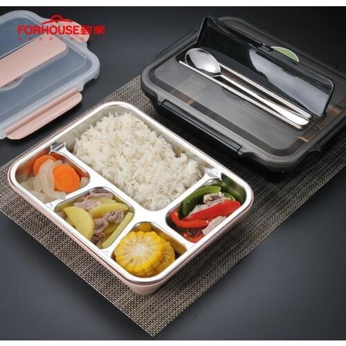 Stainless Steel Lunch Box Food Storage Container Bento With Spoon and Chopsticks Bento Lunch Box Dinnerware