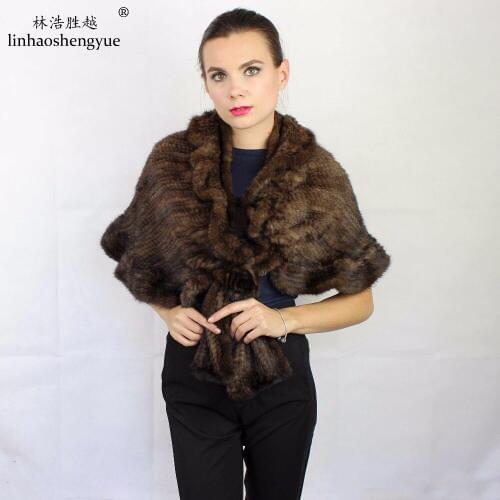 Linhaoshengyue 100%mink fur fashion women shawl Noble luxury freeshipping