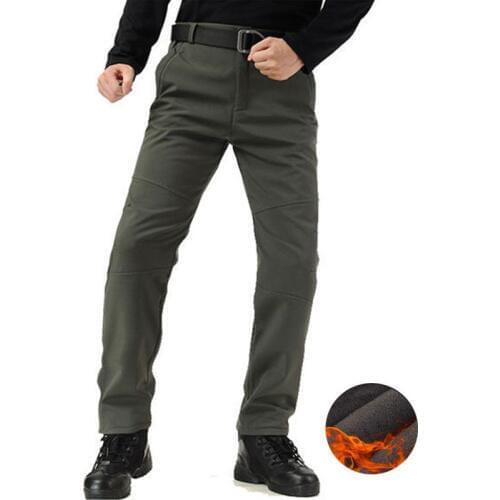 Men Outdoor Winter Warm Tactical Pants Tear Proof Waterproof Thicken Plus Velvet Thermal Skiing Climbing Softshell Trousers