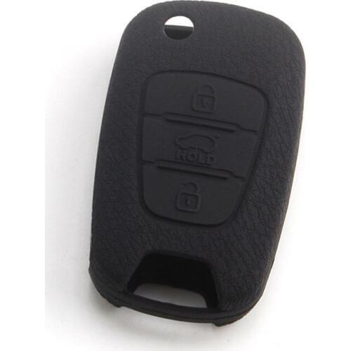 BBQ@FUKA Soft Silicone Key Fob Cover for KIA Hyundai Flip Remote Key Case Shell 3BTN