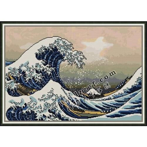Everlasting Love The Great Wave of Kanagawa Ecological Cotton Chinese Cross Stitch Kit 11CT Printed DIY Wedding Home Decoration