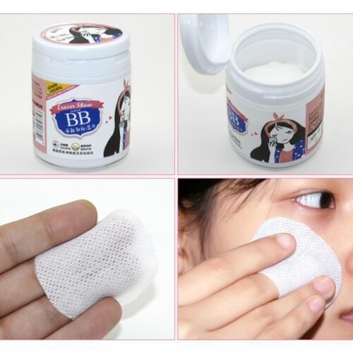 BIOAQUA 100Pcs Non-woven Makeup Remover Pads Facial Cleansing Cotton Cosmetics Wet Tissues Deep Clean Wipes For Lips Eyes Face