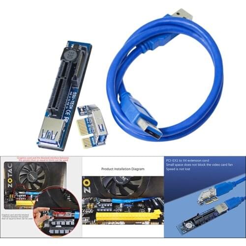 Add on Card PCI-E Riser PCIE PCI-Express X1 to X4 Riser PCI E Riser Card Extend Adapter with USB3.0 Extension Cable