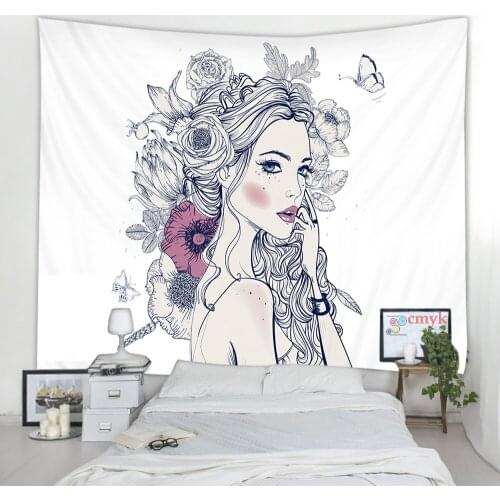 Nordic simple Tapestry Hippie Girl Wall hanging cloth Coffee bedroom Tapestry Mandala Fabric Boho Wall Cloth Tapestry