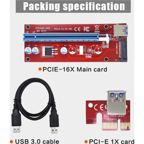 VER007 PCI-E Riser Card 007S PCI Express PCIE 1X 16X Adapter for ETH Mining