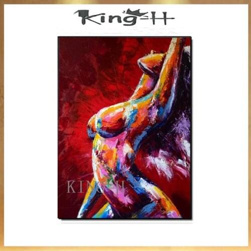 Sexy Blonde Girl Nude Woman Painting Palette Knife Painting handPainted on Canvas for Bedroom Hotel Wall Decoration