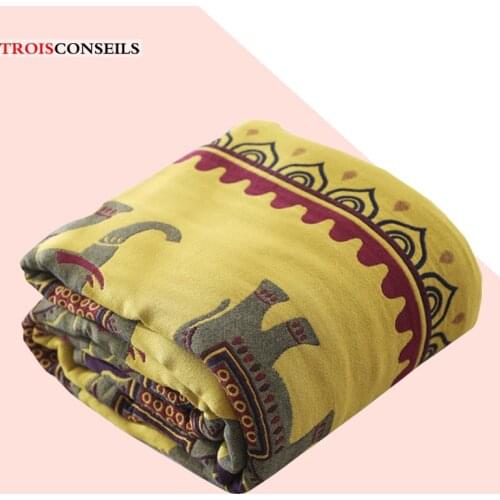 Nordic Cartoon Aninmal Geometric Pattern Blanket Cotton Summer Air Conditioning Nap Blanket for Bed Adult Soft Art Cover Blanket
