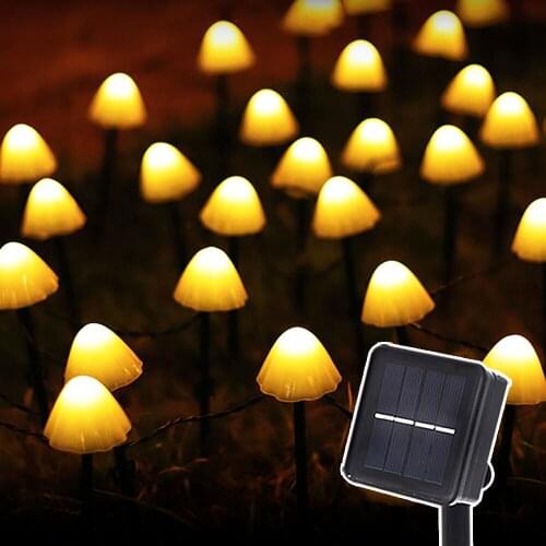 Solar LED Light Outdoor Garden Mashroom String Lights Waterproof Solar Lamp for Christmas Decor 8 Modes Working