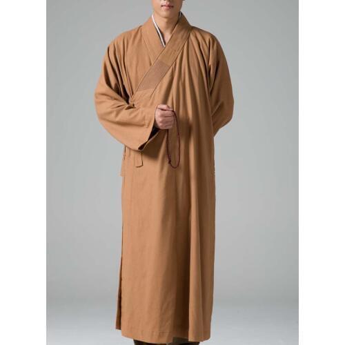 Unisex Spring&Autumn cotton&linen Buddhist monk gown uniforms shaolin kung fu suit zen clothing lay robe meditation suits yellow