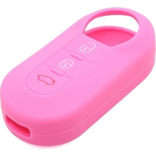 Uxcell Pink Silicone Three Button Car Remote Key Cover Case Protective for Fiat 500 Viaggio Ottimo Tipo