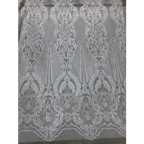 Stock 5yards/bag JL032# White good quality sequin tulle mesh lace fabric for bridal wedding dress/sawing Free shipping