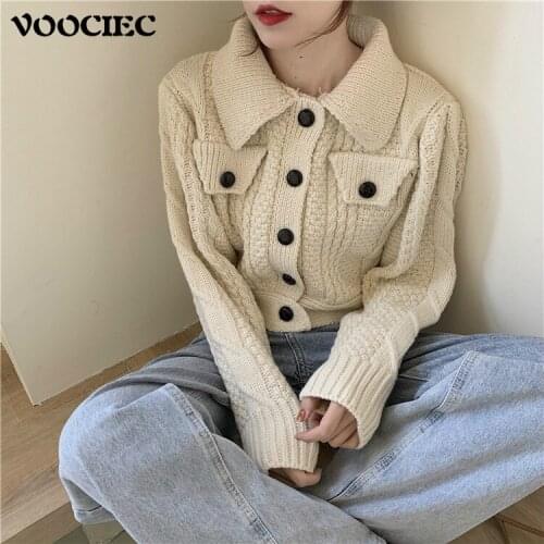 VOOCIEC Spring/Autumn Womens Fashion Cardigan Sweater Fairy Sweet Girl Cherries Loose Slim Retro Tender Girl Sweater Jacket