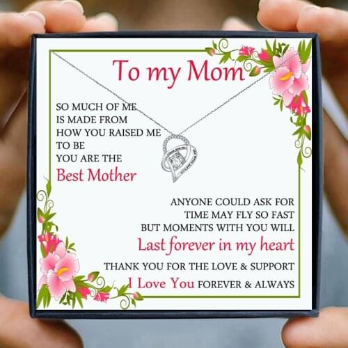 To My Mom Necklaces Pendants I Love You to the Moom Necklaces for Women Heart Pendant Necklace Female Gift Mom Birthday Gift