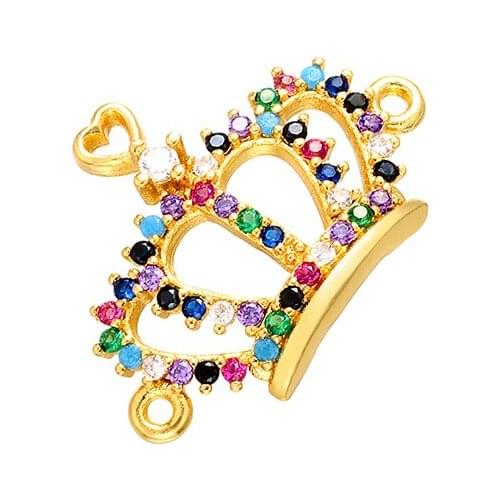 ZHUKOU 17x23mm Crown Candy Crystal Connector for Necklace Bracelet Jewelry Accessories Making model:VS369
