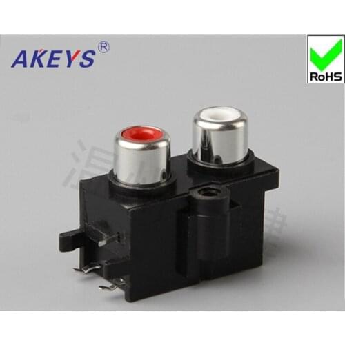 10 pcs AV2-8.4-13BAV cored socket 3-pin RCA seat 2-hole PCB welded audio and video socket Lotus socket