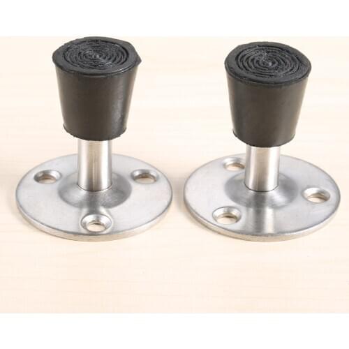2Pcs 45*50mm Stainless Steel&Rubber Door Stop Stopper Wall Mounted Cylinder Doorstop Stylish Holder Catch Floor Hardware Fitting