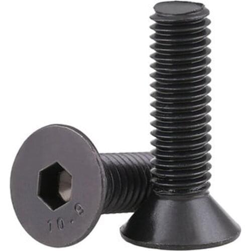 30Pcs M3 10.9 Class Allen countersunk head hexagon socket screw cup bolt Length 3mm-15mm black