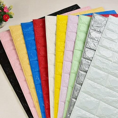 3D Wall Stickers Self-adhesive Embossed Brick Panel DIY PE Foam Stone Wallpaper Home Decor Living Room House Decoration DIY Ki