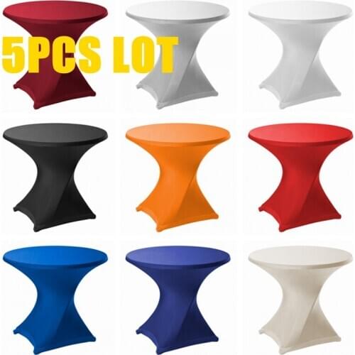 5pcs Lot 76cm H Stretch Bar Table Cover Spandex Lycra Cocktail Table Covers For Hotel Party Wedding Table Cloth Decoration