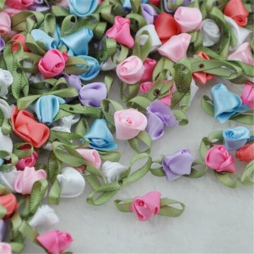 60pc Fancy Ribbon Flowers Bow Rose Appliques Wedding Sewing A213