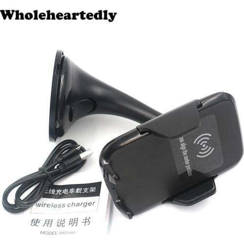 10W Fast Charge QI Car Wireless Charger Vehicle Dock Phone Sucker Holder For iPhone X XR 11 8 Plus Samsung Galaxy S8 S7 S6 Edge