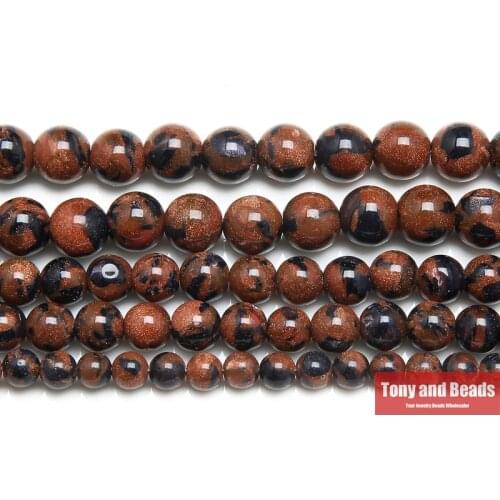 9th Aug Natural Blue Gold Sandstone Round Loose Beads 15" Strand 4 6 8 10 12MM Pick Size For Jewelry Making