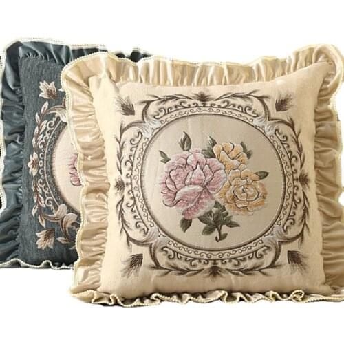 European Style Palace Home Decoration Embroidery Flower Pattern 55X55CM Living Room Sofa Car Lumbar Pillow Tatami Cushion