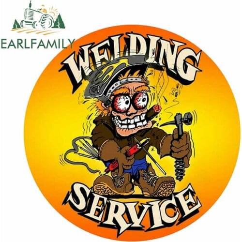 EARLFAMILY 13cm x 13cm for Crazy Welder Welding Service Scratch-Proof Refrigerator Anime Car Stickers Windshield Trunk Decal