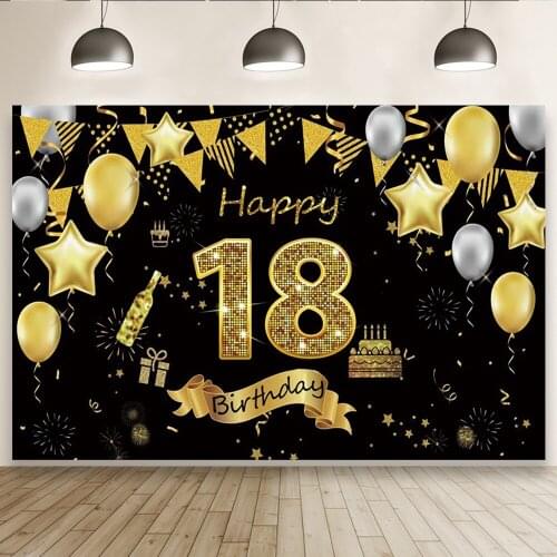 Happy 18 20 50th Birthday Theme Backdrop Friend Family Balloon Party Photo Backgrounds Photocall Prop Banner Decoration