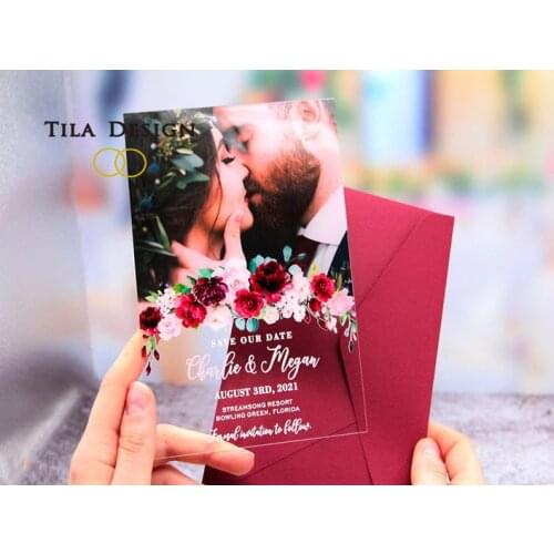 Photo acrylic invitation cards baby shower birthday invitations mariage faire part mariage invitaciones boda wedding invitations