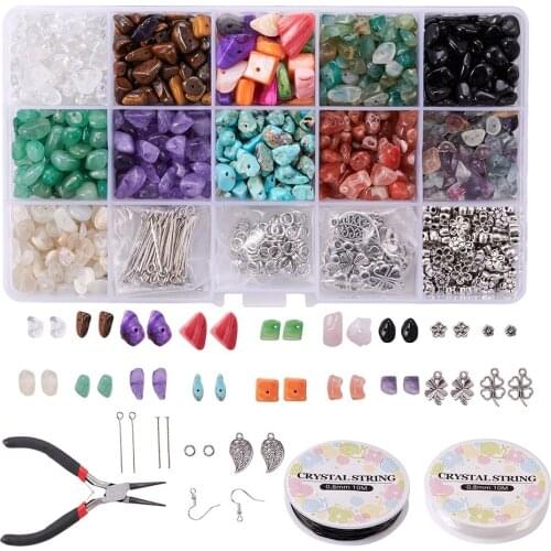 Gravel Natural Stone Beads Bracelet Handmade Beaded Material DIY Ornament Accessories Set glass beads for jewelry making