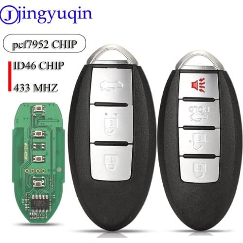 Jingyuqin Remote Car Key Fob 433Mhz ID46 PCF7952 Chip For Nissan SENTRA 2014 Bluebird Sylphy 3/4Buttons