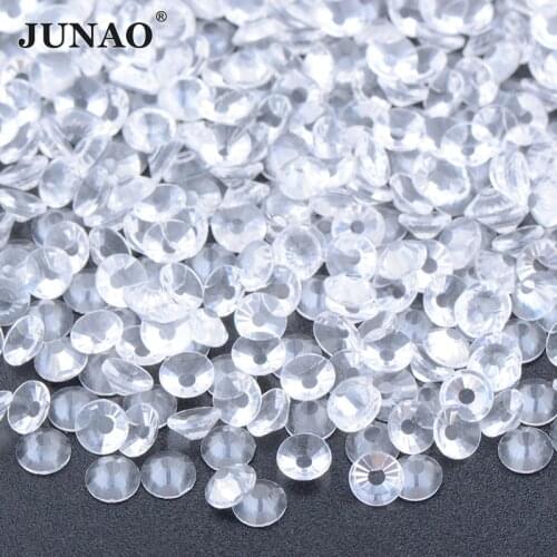 JUNAO Wholesale SS6 8 10 12 16 20 30 Transparent Clear Rhinestones Flat Back Non Hotfix DIY Strass Crystal Glitter Nail Stone