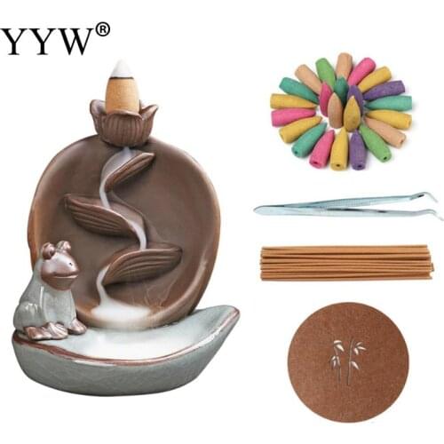 Incense Burner Ceramic Reflux Jade Rabbit Frog Creative Free Incense Cone For Home Or Office Decoration Incense Stick Holder