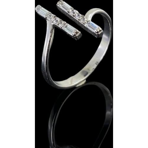 Lades Model Baget Zircon Stone Gold Montür 925 Silver Ring