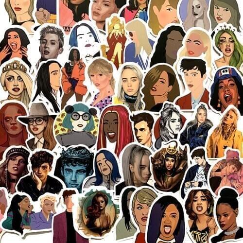 100pcs European and American Star Collection cartoon Stickers For Suitcase Skateboard Laptop Luggage Fridge Phone Car Styling DI